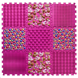 Masážní ortopedická podložka Ortek "Puzzle Mix" 9 modulů Růžová