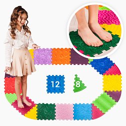 Masážní podložka Ortek Dinosauři Puzzle 12 prvků + 8 trojúhelníků